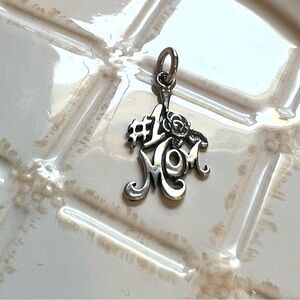 #1 Mom Pendant with Rose – Vintage Silver Tone Mother’s Day Charm